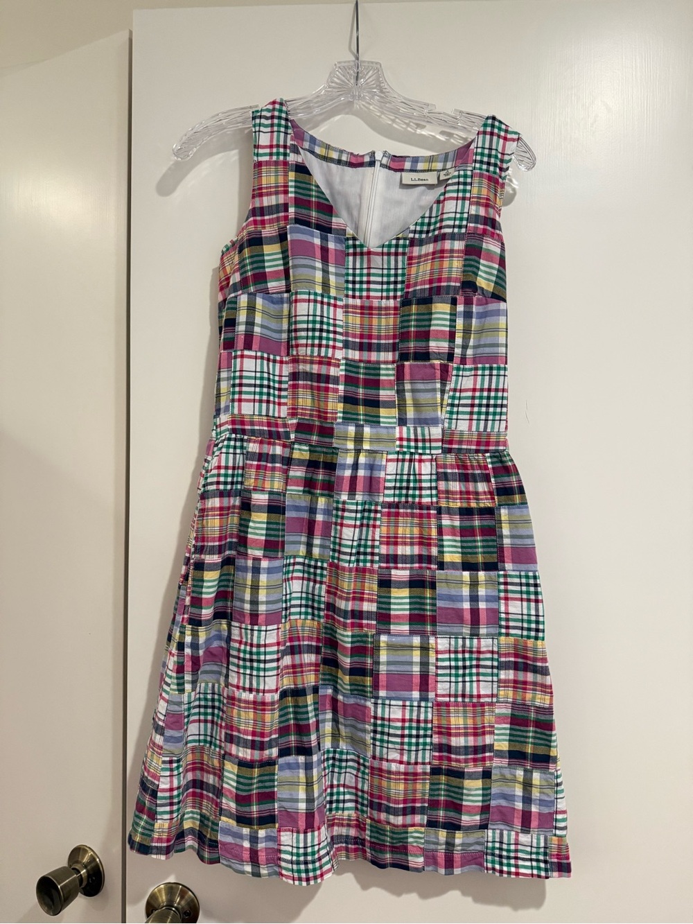 L.L. Bean Madras Patchwork Plaid Sleeveless Dress